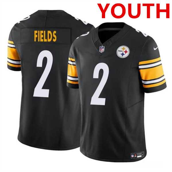 Youth Pittsburgh Steelers #2 Justin Fields Black 2023 F.U.S.E. Vapor Untouchable Limited Football Stitched Jersey Dzhi